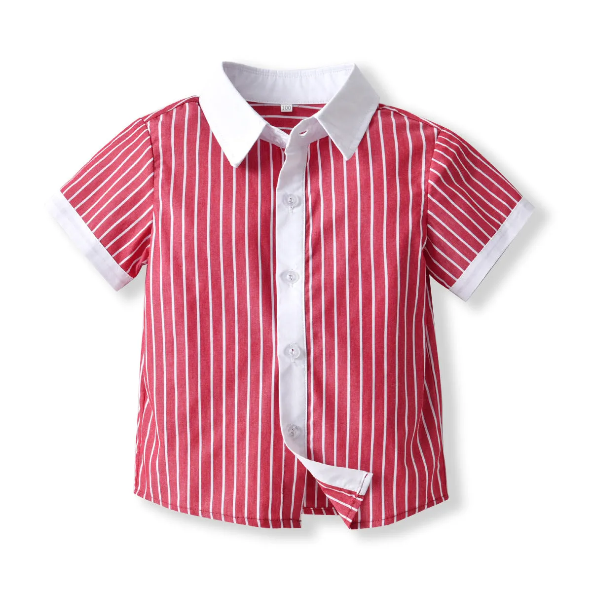 2 Pieces Set Baby Kid Boys Birthday Party Striped Bow Shirts And Solid Color Rompers Wholesale 220531612