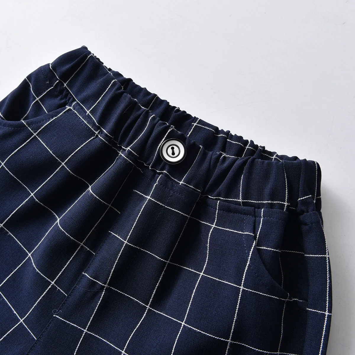 2 Pieces Set Baby Kid Boys Dressy Checked Bow Shirts And Shorts Suits Wholesale 220531629