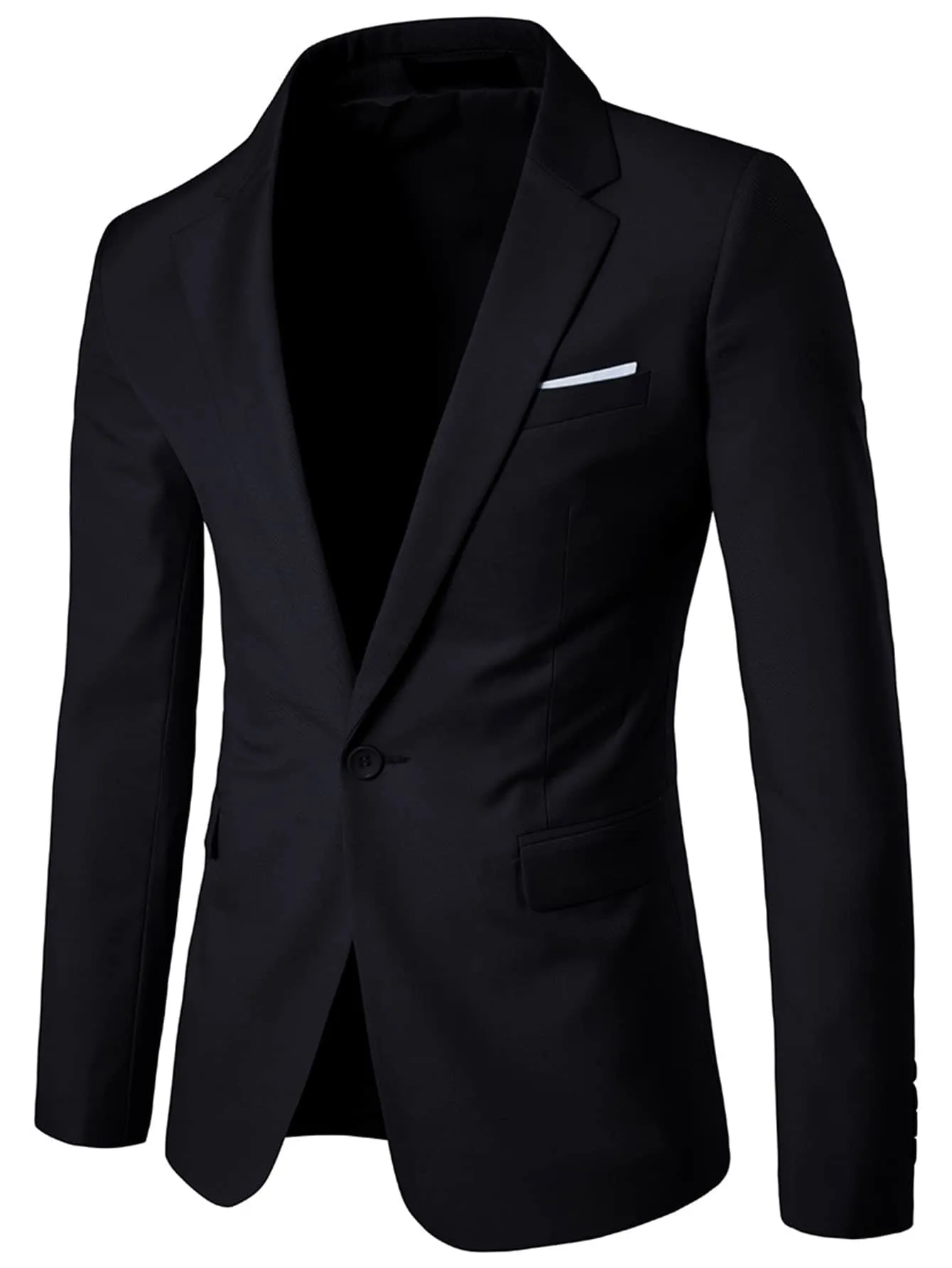 Black Lapel Neck Single Button Blazer