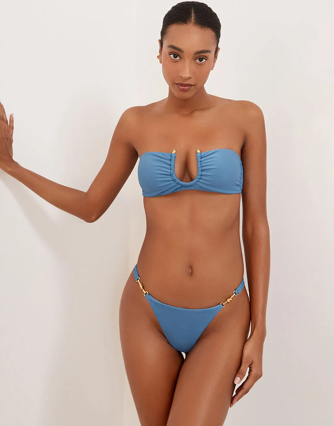 Cave Cora Bandeau Bikini Top - Blue