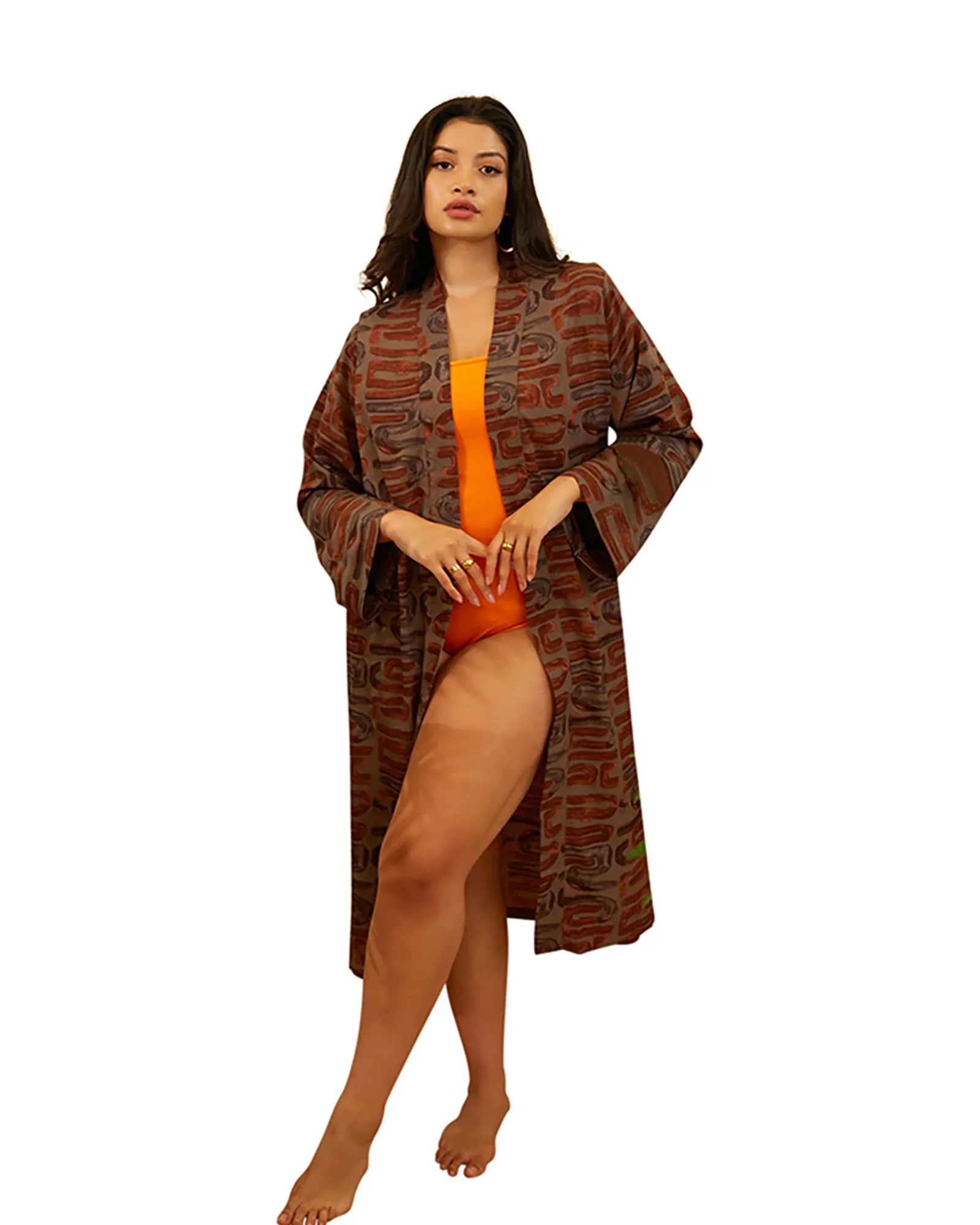 Giada Tribal Print Duster | Brown