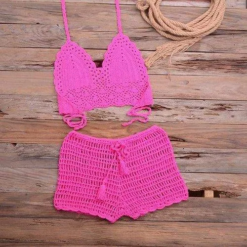 Knitted Two Pieces Push-Up Bikini Set
