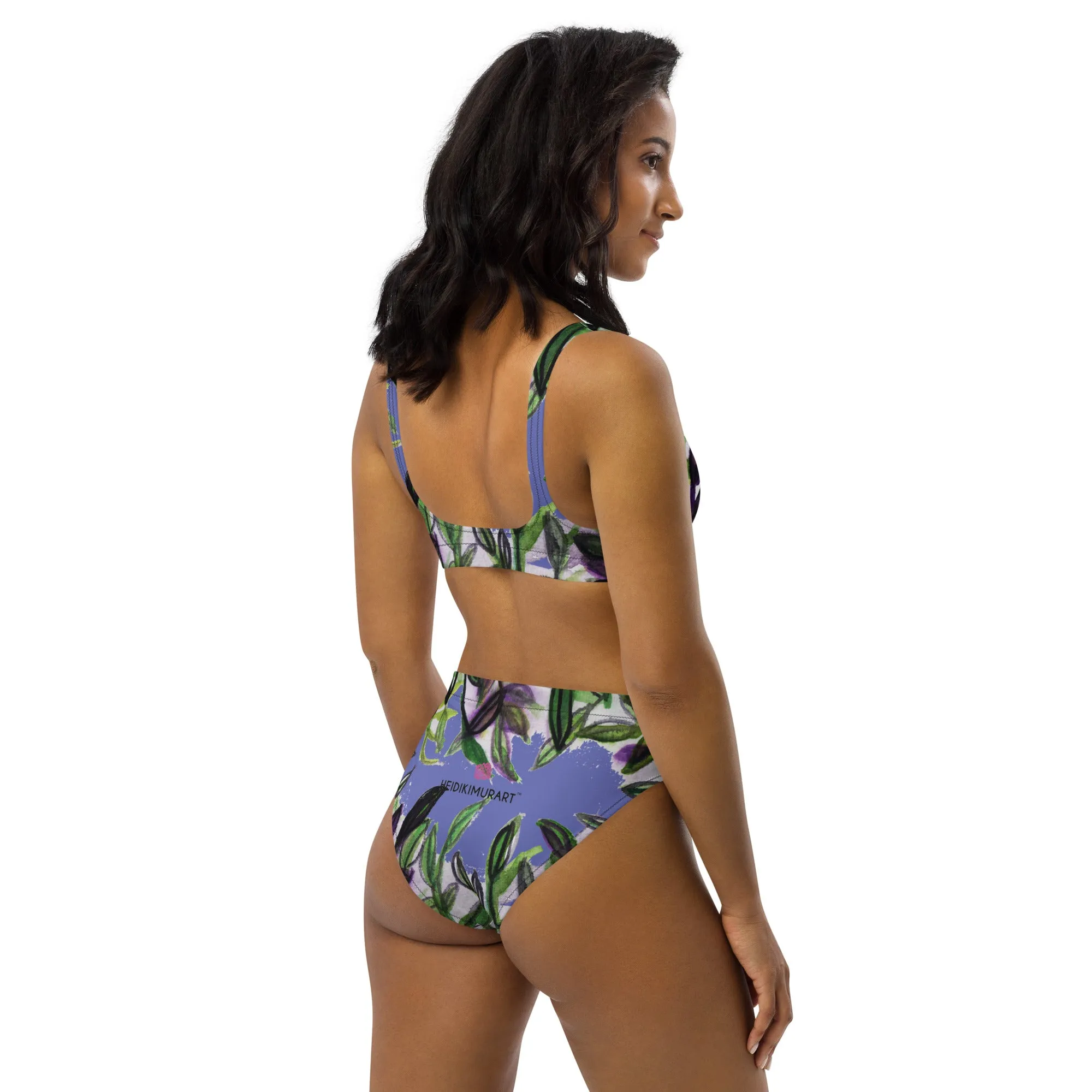 Purple Tropical Print Women's Bikini, 2-pc Padded Comfy Bikini Set For Women - Made in USA/EU/MX  (US Size: 2XS-3XL)