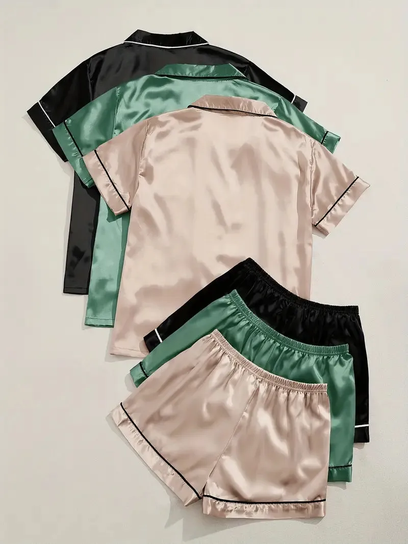SONYA™ - COMFORTABLE SATIN LOUNGEWEAR 3PCS SET